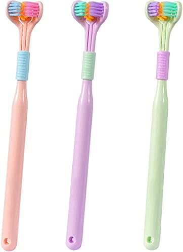 Image of 3-Sided Triple Angle Toothhugger Training Toothbrush, Ultra Soft Bristles, Toddler And Autistic Oral Care Gentle Clean Each Tooth To Completely Cover The Toothbrush (3, Manual, Brown)