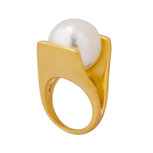 Bague De Déclaration De Perles Exagérées En Acier Inoxydable En Forme De Y Grand Anneau De Style Unique Bijoux De Doigt Personnalisés Pour Femmes Et Filles...