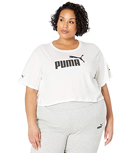 PUMA Women s Plus Size Essentials+ Cropped Tee, White, 3X