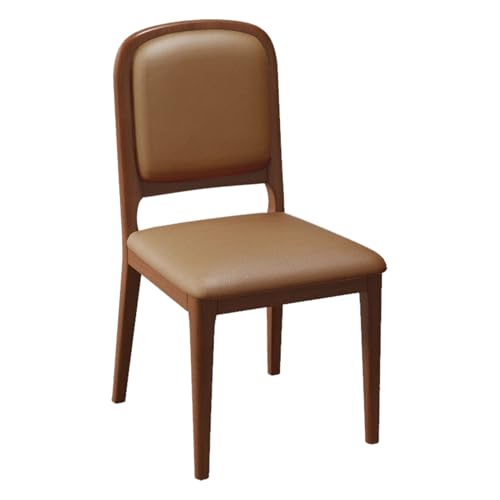 JIAOCKJIAO キッチンダイニングチェア、アームレスキッチンチェア、柔らかいパッド入りの背もたれ付きリビングルームアクセント食卓椅子、木製脚付きデスクルームスツール、レザーメイクアップサイドコーナースツール(Brown,1PCS)