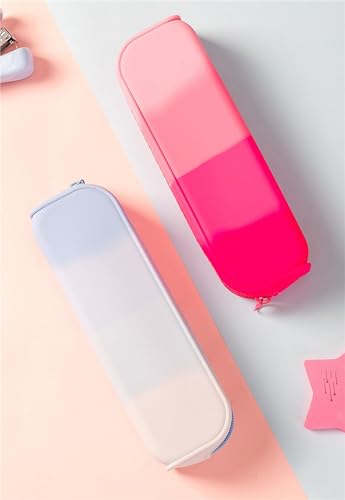 Image of YYaaloa Pink Silicone Pouch, Waterproof Aesthetic Pencil Case & Makeup Bag