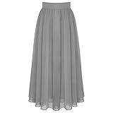 Gonna alta in chiffon tinta unita moda bambina Vita foderata liscia Lunghezza alla caviglia gonna a pieghe da indossare tutti i giorni in spiaggia