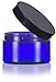 4 oz Cobalt Blue PET Plastic Low Profile Jar with Black Lids (12 pack) Refillable Empty Containers