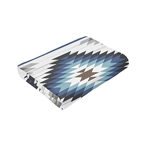 Colorful Surf Blue Colors Tribal Navajo Pattern Aztec Abstract Geometric Ethnic Hipster Design Throw Blanket Super Soft Fluffy Warm Stripe Plush Blanket For Sofa Couch Bed 50 X 40 Inches #TOP5