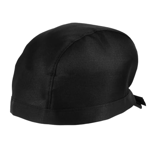 PACKOVE Fashionable Black Chefs Hat with Ribbon Comfortable Turban for Culinary Professionals and Servers for Daily Wear and Catering Events
