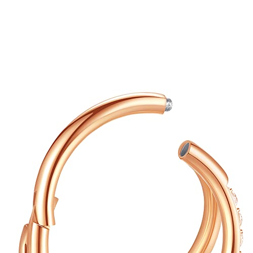 Yrogcu 16G Silver 8Mm Hinged Nose Ring Hoop Double Open Ring Diamonds Septum Piercing Jewelry Cartilage Earrings Stainless Steel Helix Earring Hoop Daith Lip Eyebow Belly Ring With Shiny Clear Cz #TOP2