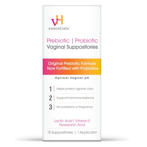 vh essentials prebiotic ph balanced vaginal suppositoriesbox original version 15 count