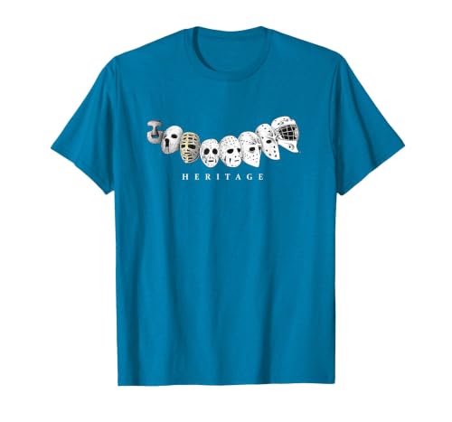 Ice Hockey Goalie Evolution Vintage to Modern Masks T-Shirt, Men, Sapphire Blue, 3X-Large