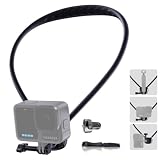 llano ネックレスマウント マウント一体型 AcePro/X4/X3/Osmo Action 5 pro/4/3 Pocket 4/3 /GoPro13対応 180°調整可能 65cm長さ 衝撃吸収エアクッション チェストストラップ付 縦横回転 落下防止 旅行 登山 釣り Vlog アクションカメラアクセサリー