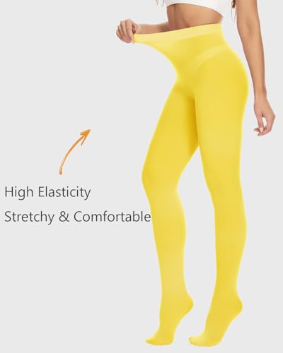 Image of DUCMODA Womens 80 Denier Opaque Tights, Women's Soft Solid Color Footed Pantyhose, High Waist Stocking with 30+ Colors
