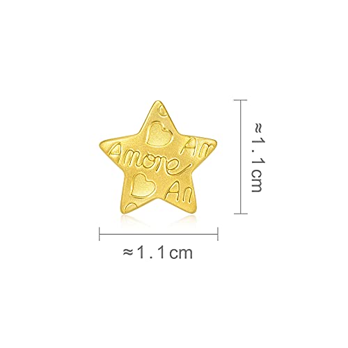 CHOW SANG SANG 999 24K Solid Gold Star with message 'Amore' Single Stud Earring 92645E (Sold Single Not Pair)4
