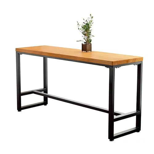 Solid Wood Bar Table with Adjustable Feet Pads - Stable Design for Cafes and Tea Shops