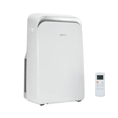 Amazon Basics 4-In-1 Portable Air Conditioner, 13,500 BTU (ASHRAE), Cools Up to 550 Sqf, Portable AC with Cool/Heat/Dry (Dehumidifier)/Fan-Only Functions, Auto Mode, Sleep Mode, Timer, White