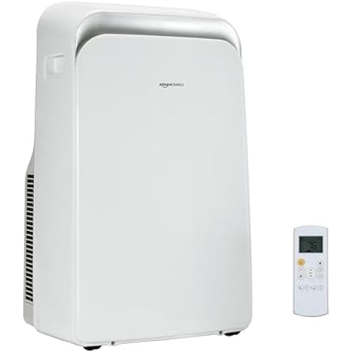 Amazon Basics 4-In-1 Portable Air Conditioner with Remote, Timer, Sleep Mode, Auto Swing, Cool/Heat/Dry/Fan-Only Functions, 13500 BTU (ASHRAE), Cools Up to 550 Sqf, Energy Saving, White