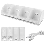 Chargeurs de Batterie Station de Charge Multi Ports 4 en 1 avec 4 Packs Batteries Rechargeables et câble USB pour télécommande Wii et Wii U (manettes Non incluses) Pack Batterie rechargeabl