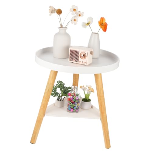 Bout de canapé blanc scandinave stable pour ranger vos objets de salon