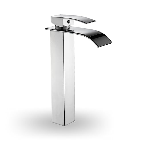 Torneira Banheiro Cascata Alta Misturador Monocomando, Lavabo, Premium, Luxo, Metal, Aço Inox, Croma