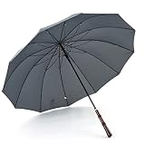PAIFA Umbrellas,Retro Umbrella 12 Bones Wind Resistant Stick Umbrella with Mahogany Handle Extra Lar