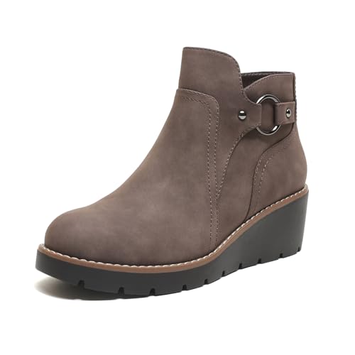 Womens Wedge Ankle Boots Chunky Low Heel Fall Short Booties Side Zipper by ziitop - Used condition - US$41.39