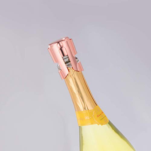 OWO Champagne Stopper, Stainless Steel Bottle Plug Sealer for Sparkling Wine, Superior Leak-Proof Bubble Retaining Saver, No Sharp Edge, No Spill, Fizz Saver, Passed Press Test (Rose Gold)