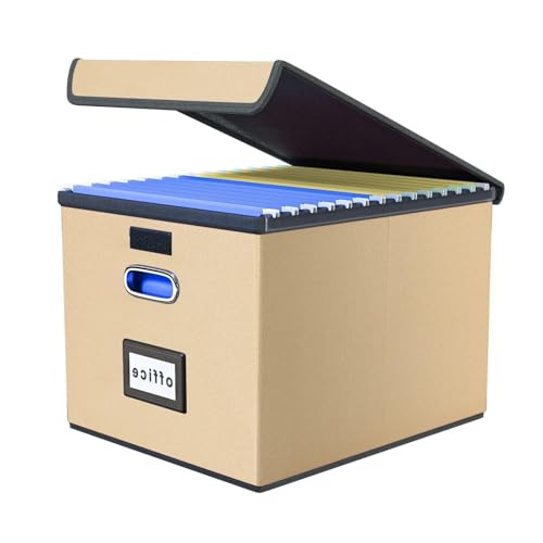 for Collapsible File Storage Organizer Box, Decorative Linen Office D...