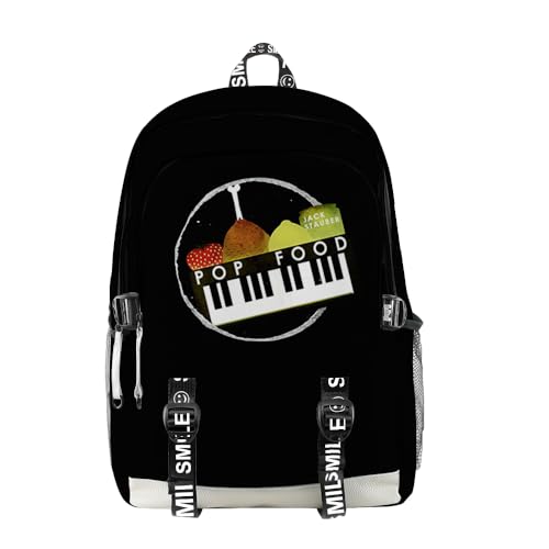 Jack Stauber Pop Food Merch Backpack Adjustable Strap Backpack Three Piece Travel Daypacks (Black-Backpack)