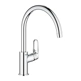 GROHE Start Flow 31555001 - Rubinetto Miscelatore monocomando per lavello (monoforo, beccuccio alto con mousseur), cromato
