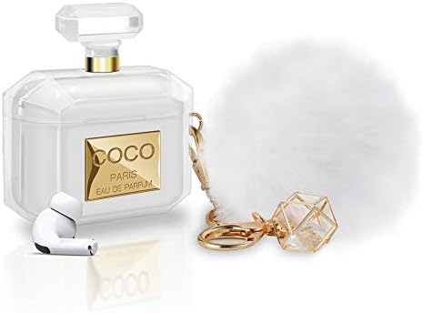 Lastma for AirPods Pro Case Perfume Bottle Design with Keychain & Fur Ball Soft Silicone Shockproof Cute AirPod Pro Cases Cover Skin for Girls and Women - AirPod Pro