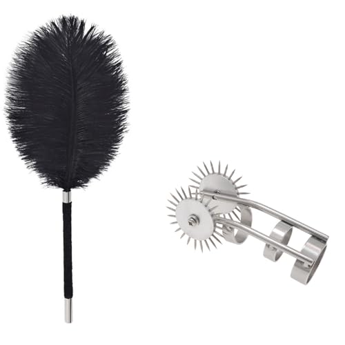 chatouilleur de plumes et rouleau de massage à pointes, chatouilleur de plumes douces avec roue en métal, jouet sensoriel BDSM léger pour débutants