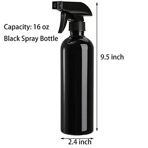 TOPZEA 12 Pack Empty Spray Bottles, 16oz/450ML Plastic Durable Black Bottles with Mist and Stream Option, Leak-proof Sprayers for Cleaning Solutions, Alcohol, Essential Oils, Hair Misting, Garden