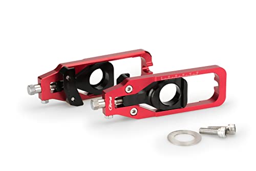 Tendeur de chaîne Puig 20686R en aluminium rouge pour moto
