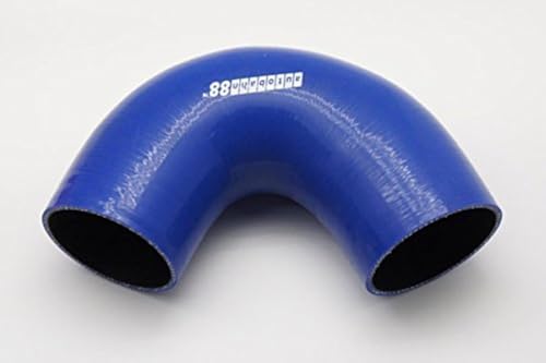 Autobahn88 Automotive Silicone Hose Coupler, 135-Deg Elbow Coupler, ID= 1.36" (34mm), Leg Length 3.13" (80mm), Wall Gauge= 0.16" (4mm), 3-Ply, Blue