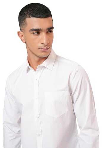 Image of Highlander Men's Slim Fit Shirts | Solid | Long Sleeves | Spread Collar | Formal Shirts | Men Shirts White