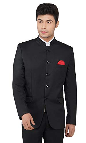 Image of TAHVO Men's Blazer Slim Fit Single Breasted Black Solid Formal Blazer for Men & Boys