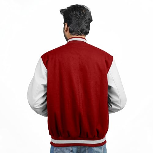 Image of Men's Fashion Varsity Jacket Causal Slim Fit Wool Letterman Baseball Bomber Jackets