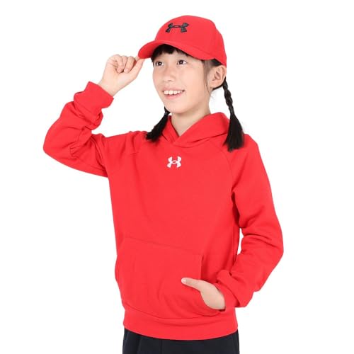 Under Armour Boys' Standard Rival Fleece Hoodie, (600) Red / / White, X-Large
