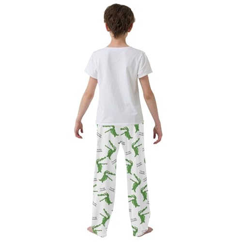 ZZXXB Cute Crocodile Boys Long Pants Soft Trousers Elastic Waist Kids Lounge Bottoms with Pockets S-XL3