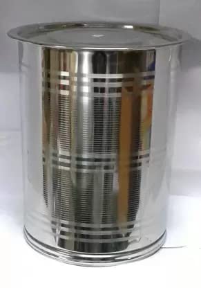 Image of Stainless Steel Atta Tanki /Container /Box /Drum /Pawali /Tanki with Lid (30 Litre)