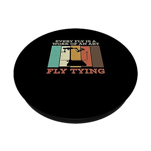 Vintage Every Fly Is A Work Of An Art A Fly Fishing Fly Tyer PopSockets Swappable PopGrip, Black - Image 2