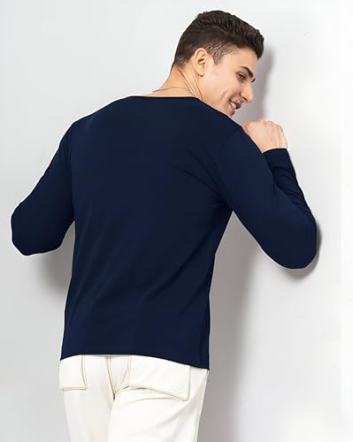 Image of LAZYCHUNKS Luxury Men's Full Sleeve Henley T-Shirt - Soft, Breathable, Stylish (Men's Henley T-Shirt), Great for Party and Casual wear