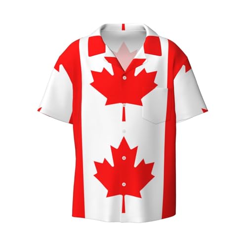 Chemise imprimé drapeau canadien homme coupe classique manches courtes à poche