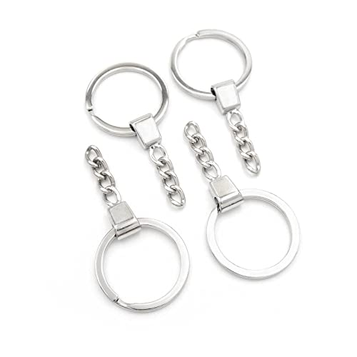Vintageparts - Llaveros con cadena en color platino, 30 mm, 4 unidades, para manualidades