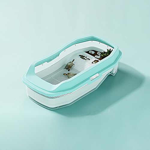 KAKOOTI PC Schildkrötenbecken 14'' x 8'' x 4,5'', Mini-Aquarientank für Junge Schildkröten, vielseitiges Design für Krabben, Fische, Junge Schildkröten (Panzerbreite: 0,8-2 Zoll)