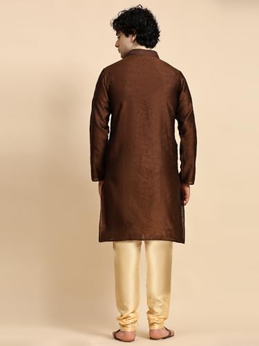 SKAVIJ Men's Indian Art Silk Kurta Pajama Set Wedding Party Wear Dress2