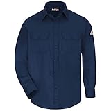 Bulwark Flame Resistant 6 oz Cotton/Nylon Excel FR ComforTouch Uniform Shirt with Straight Back Yoke, Topstitched Cuff