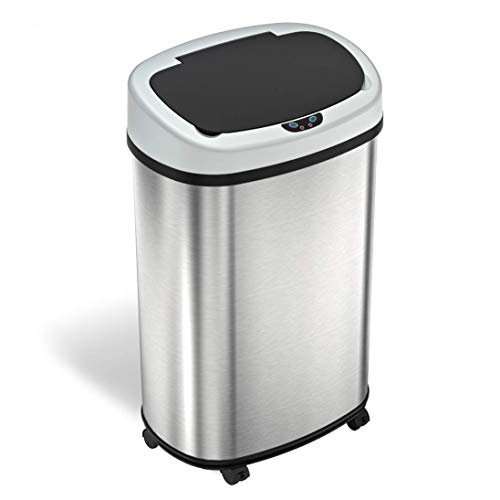 Image of iTouchless 13 Gallon / 50 Liter Sensor Trash Can with Wheels | Odor Filter