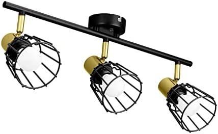BESTIELAM Ceiling Spotlight 3 Way Adjustable Ceiling Spotlights E14 LED , Modern Industrial Kitchen Ceiling Lighting Spot Caged Ceiling Lights for Living Room Bedroom (Bulbs not Included)