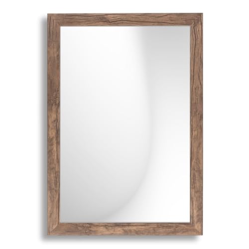 Infantasie 'N°3' Wandspiegel 45x55 cm Spiegel mit Rahmen | Eiche Dunkelbraun | Moderner Spiegel mit 38 mm breitem Holzrahmen | Inkl. Metall Aufhänger und Wandmontagematerial