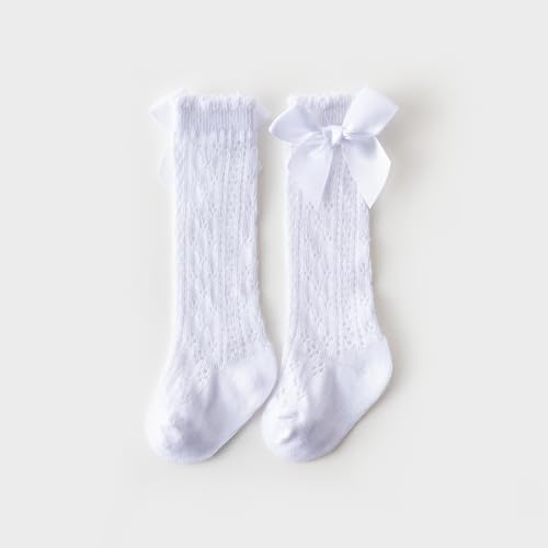 Baby Girls Knee High Socks Breathable Cutout Mesh Cute Bows Dress Socks Newborn Stockings Clothing Accessories2