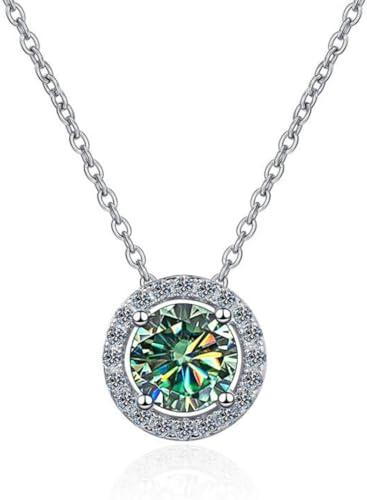 Bijoux moissanite femme collier diamant jaune coupe ronde pendentif couleur D 2ct